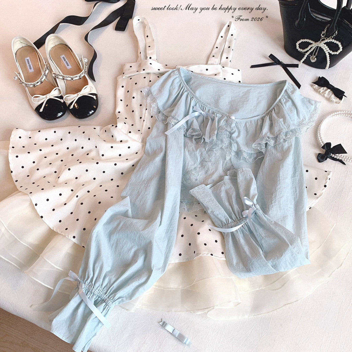 Sleepingdoll Handmade* Lace Ruffle Collar Gentle-Style Tied Ribbon Lace-Up Chiffon Long-Sleeve Cardigan Outerwear