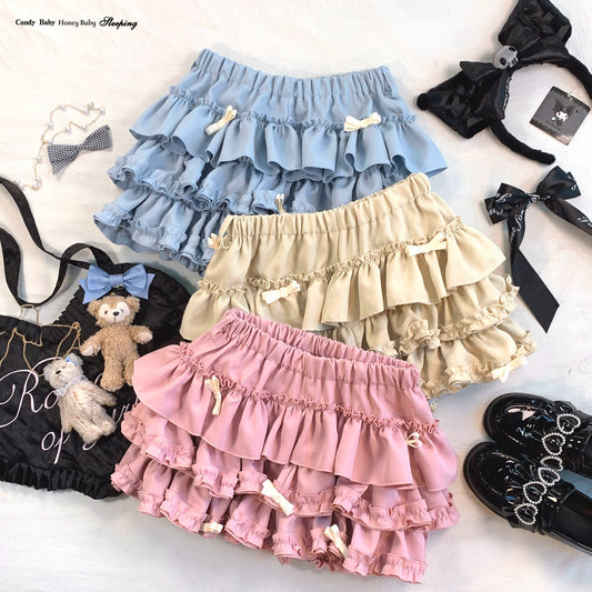 Sleepingdoll Handmade* Old-School Layered Cake Bow Tutu Pants