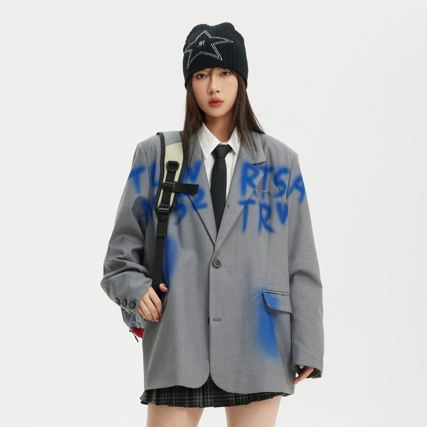 American retro spray-painted graffiti silhouette suit