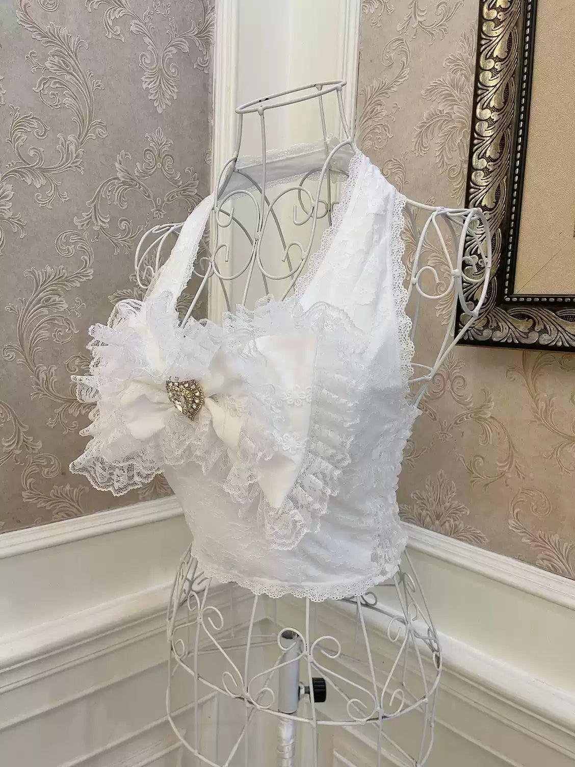 Bow Love Diamond Lace Tank Top