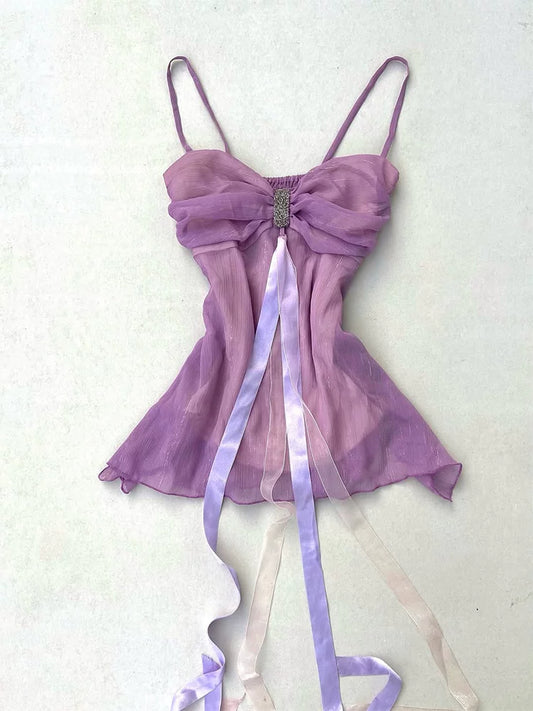Y2K Hot Girl Style Purple Cami Top 2025 Summer New Fashion Trendy & Gorgeous