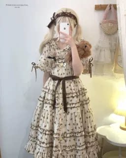 sleepingdoll Handmade: Lili Bear Cute Polka Dot Bear Bonnet Collar Layered Dress