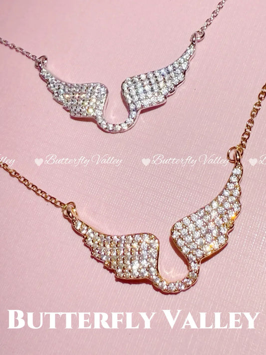 Angel Wing Rhinestone Choker Necklace | Vintage Crystal Statement Jewelry