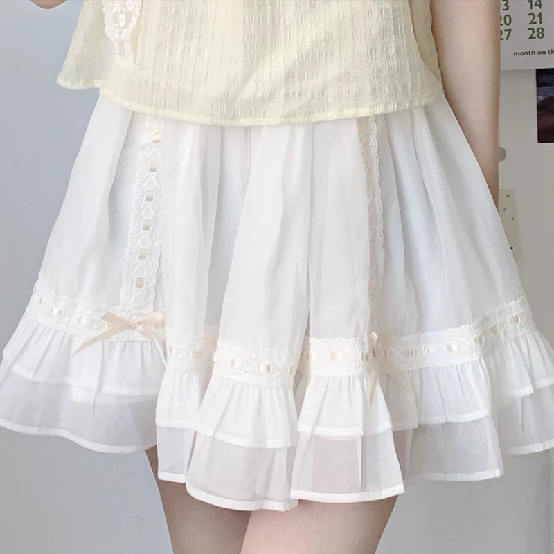 Lala Sauce Milk Flavor Original Design Blue Lightweight Chiffon Overlay Top & White “Cake Skirt” Dress Set