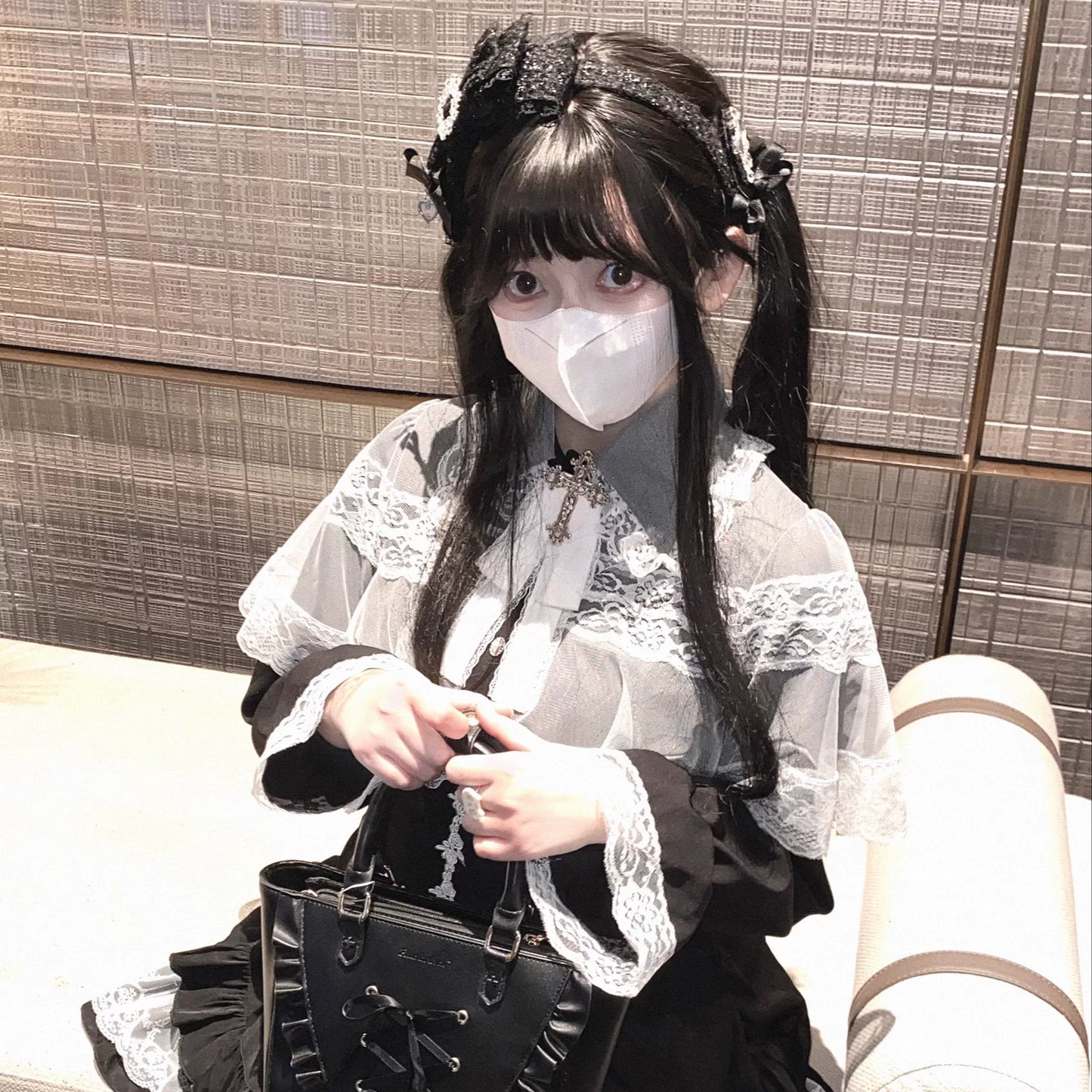KittyBxllet Original “Misty Veil” Elegant Lace Long-Sleeve Blouse with Ruffles