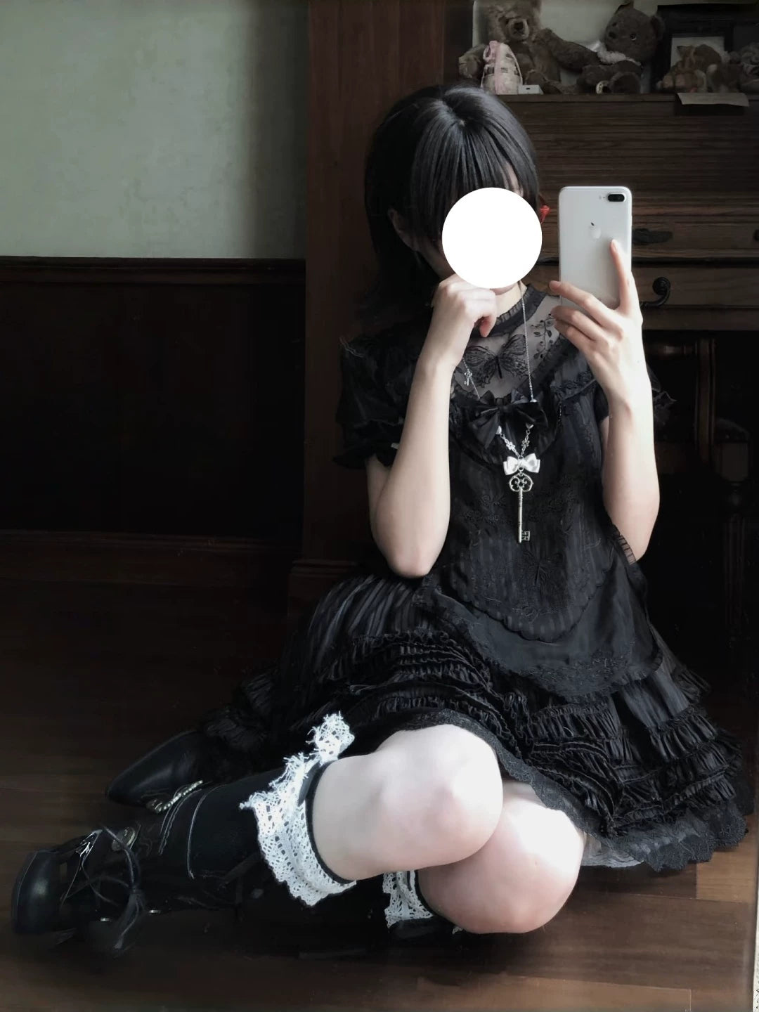 Halloween Night Butterfly Lolita Short-Sleeve Dress, Gothic Dark Style, Yami Kawaii Subculture, Summer Plus-Size Mini Dress