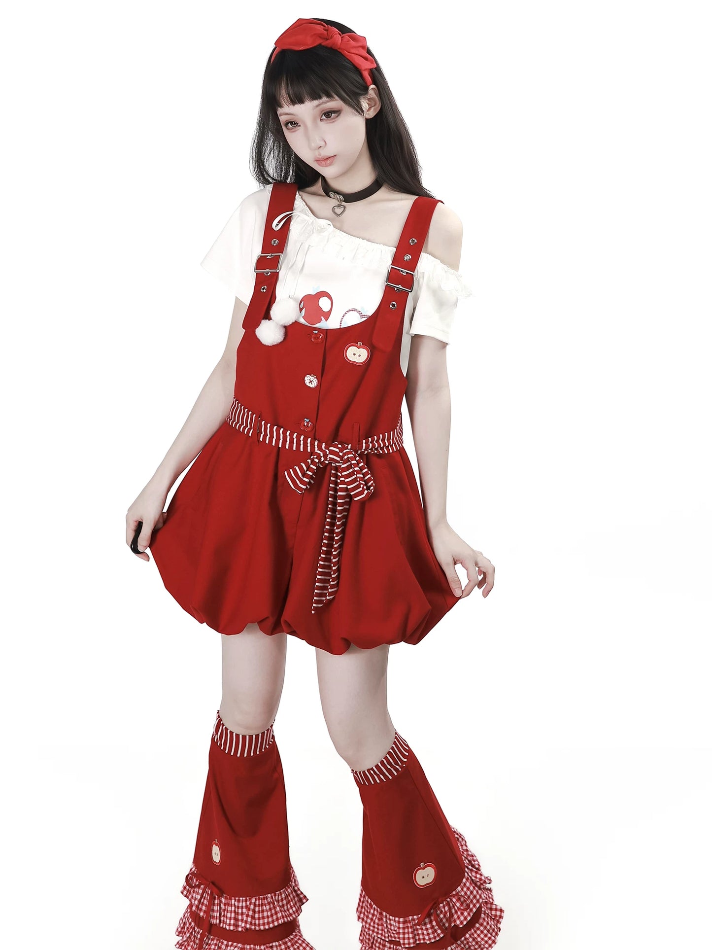 Pinksavior “Guoguolog” Pink-and-White Stripe Camisole Dress with Flower Bud Suspender Dress + Shawl Summer-Fall Matching Outfit for Best Friends