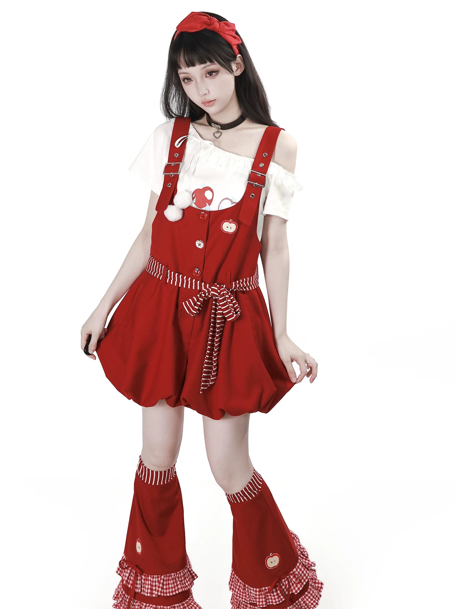 Pinksavior “Guoguolog” Pink-and-White Stripe Camisole Dress with Flower Bud Suspender Dress + Shawl Summer-Fall Matching Outfit for Best Friends