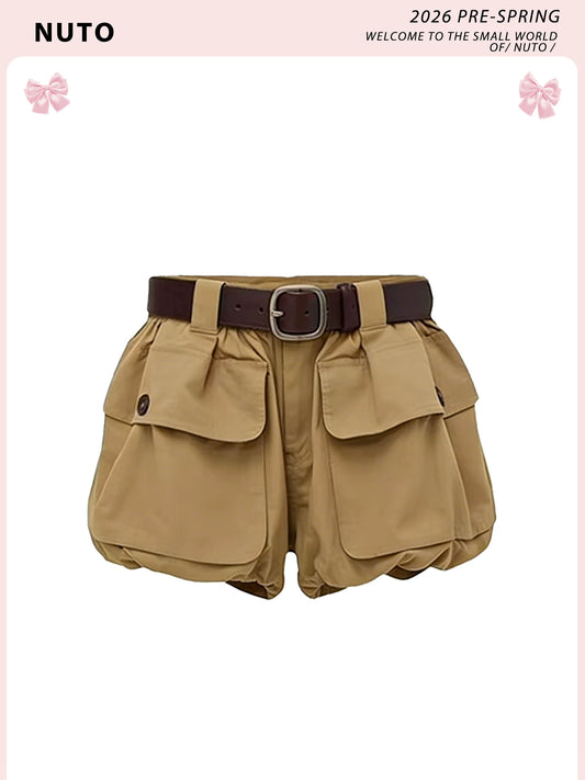 Wide Pocket Design Shorts for Women 2026 Summer New Style—High-End Fashion Utility Fit for Petite