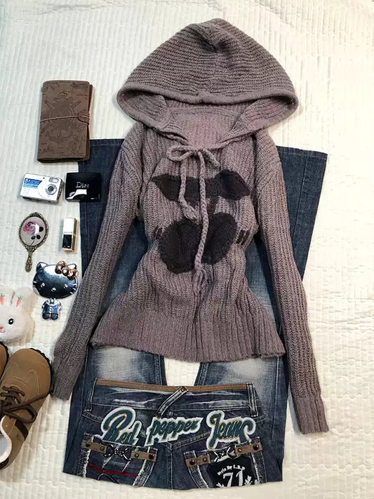American retro hooded sweater