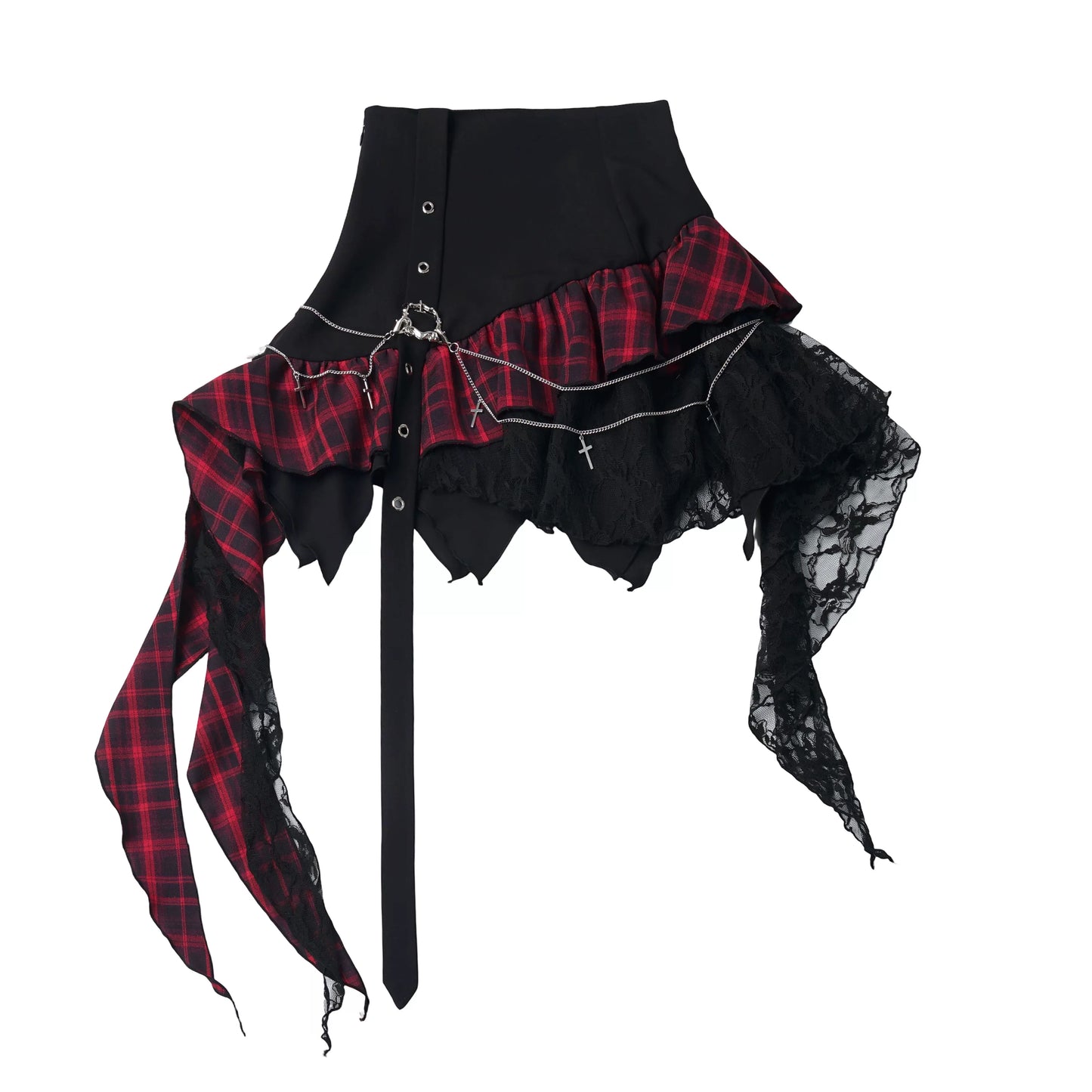 Ready Stock Ships Fast 【Banded Songbird Bone】 Irregular Shawl with Camisole, Summer Cool Styling, Irregular Plaid Skirt Matching 红格半裙 26X144 Red Plaid Skirt 26X144