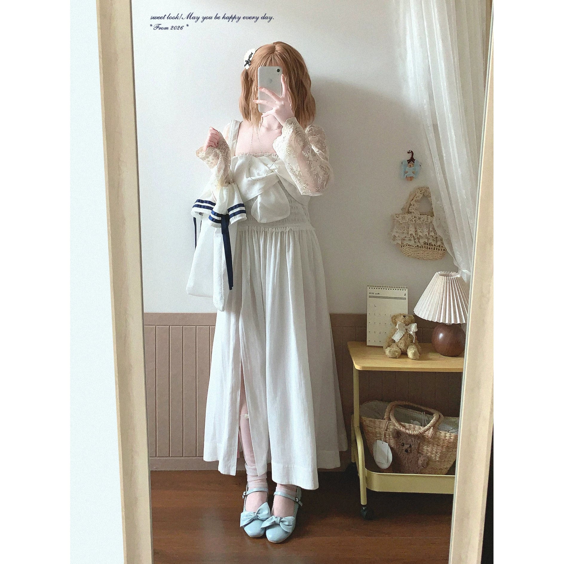 Last-Season Clearance yxt* Pure Desire French-Style Tie-Waist Pleated Bustier Midi Dress with Vertical Texture and Slit