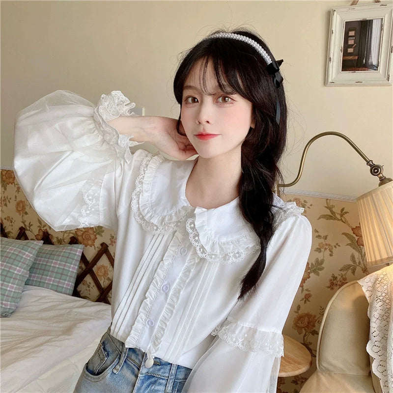 Sweet Lolita Shirt White Doll Collar Shirt