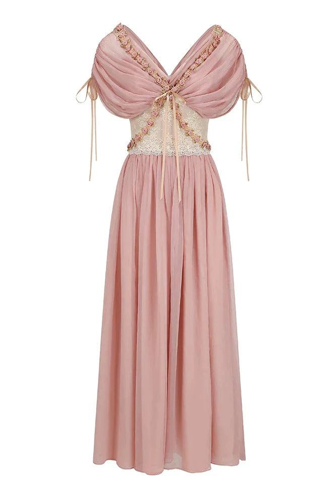 Lace Maid Rose Retro Long Dress