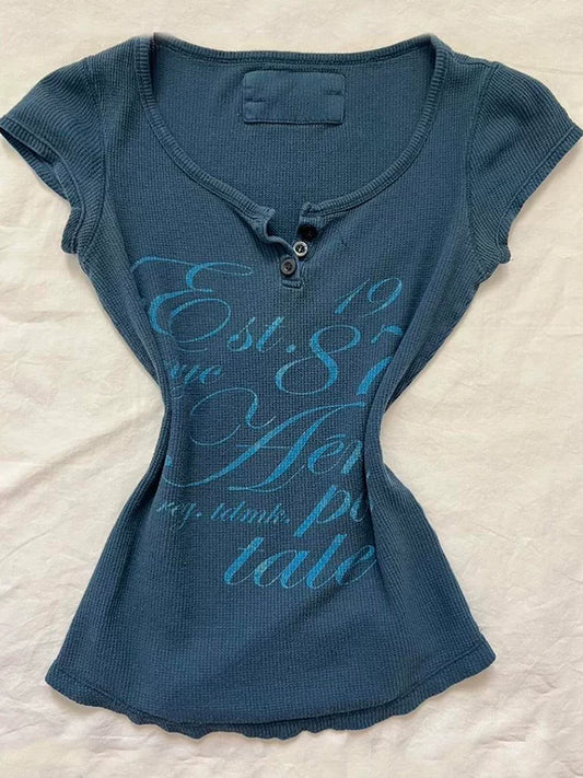 Blue Floral Print T-Shirt for Women, 2026 New Arrival—Unique, Super Gorgeous Top