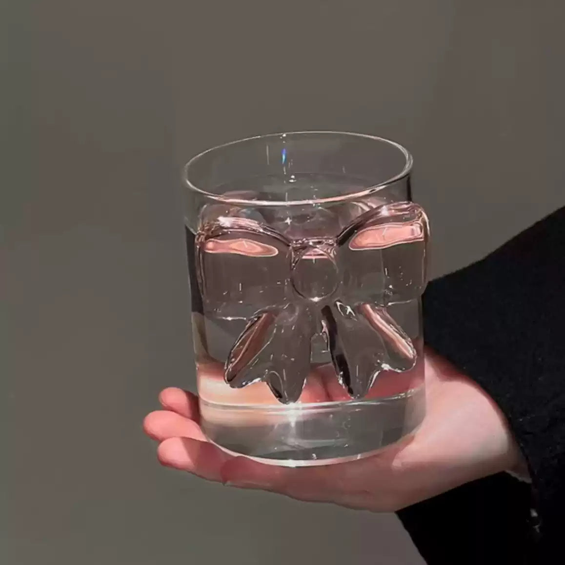 pink large bow glass heat-resistant cup