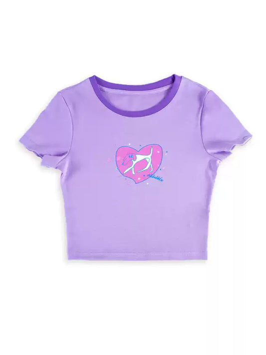 Purple puppy hand-painted T-shirt