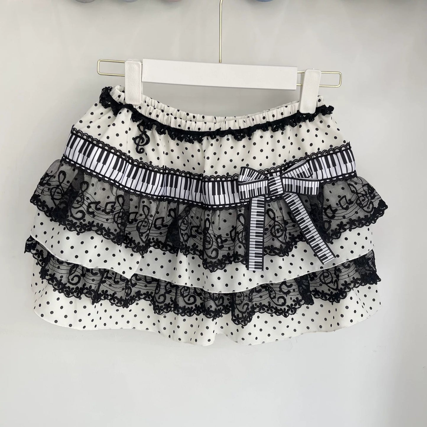 Sumyee Polka Dot Note Cosplay Puffy Skirt Sexy Sweet Lace Flounce Cake Mini Skirt Petticoat