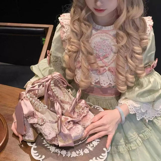 Velvet Elegant Lolita High-Heel Shoes, Royal Court Style Princess Pumps, Sweet Lolita Cosplay Heels