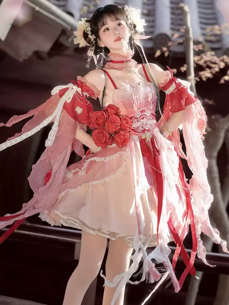 JSK embroidered girdle feather lolita dress