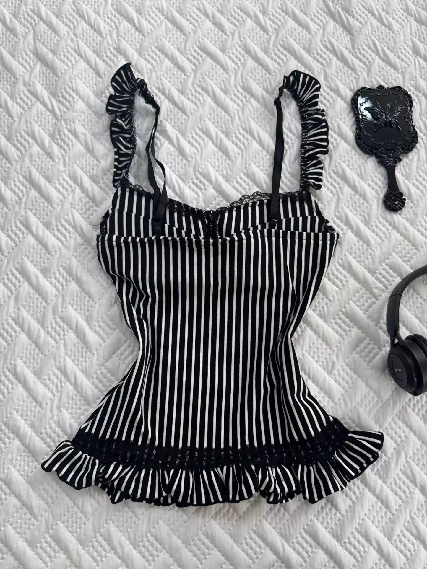 Bow lace patchwork top