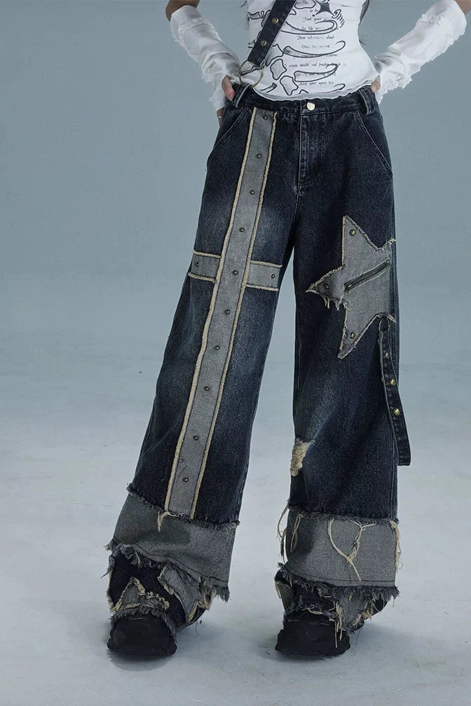 Y2K Design Wide Leg Denim Pants