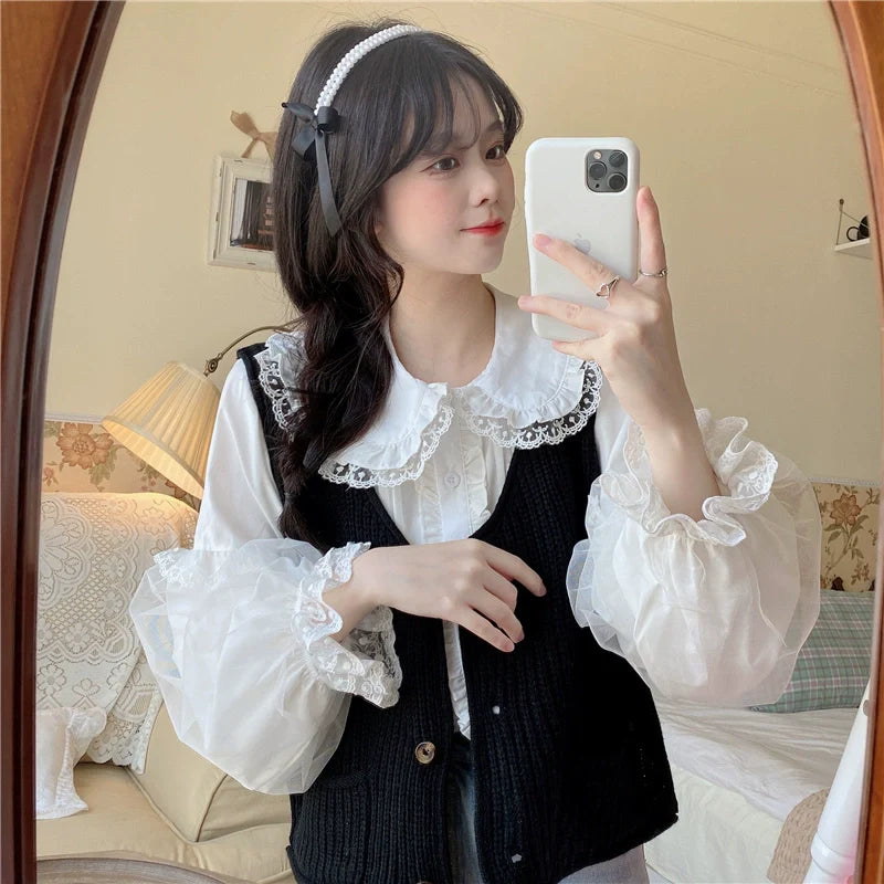 Sweet Lolita Shirt White Doll Collar Shirt