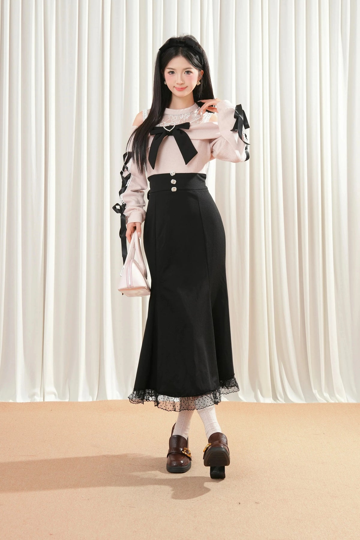 Black Bow Off-Shoulder Dress