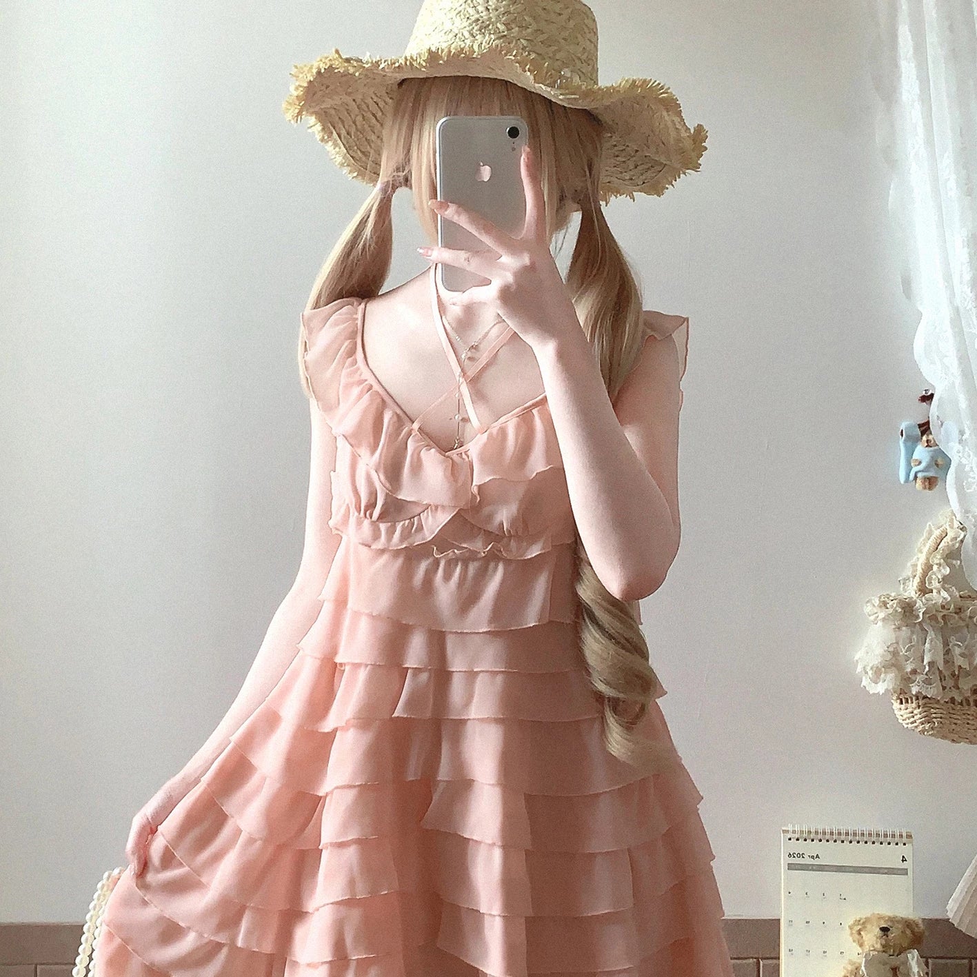 Final-stock Tiered Cake Lace Sweetheart Flounce Layered Sleeved Dress
