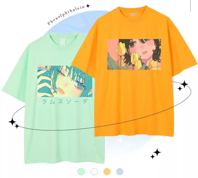 illustration series pure cotton printed T-shirt