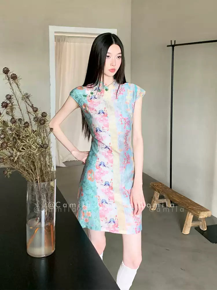 New Chinese Style Printed Cheongsam Dress