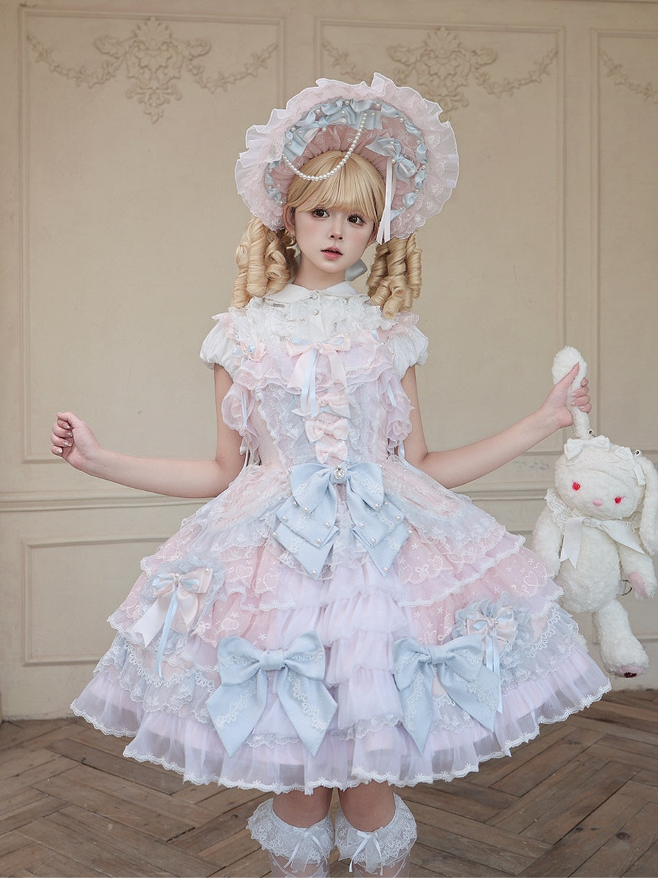 [Pre-order] Pink Blue Romantic Lace Lolita Princess Dress + Shirt + Set 1/2/3
