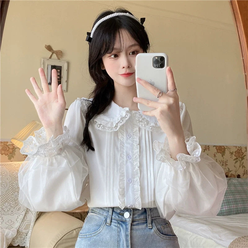 Sweet Lolita Shirt White Doll Collar Shirt