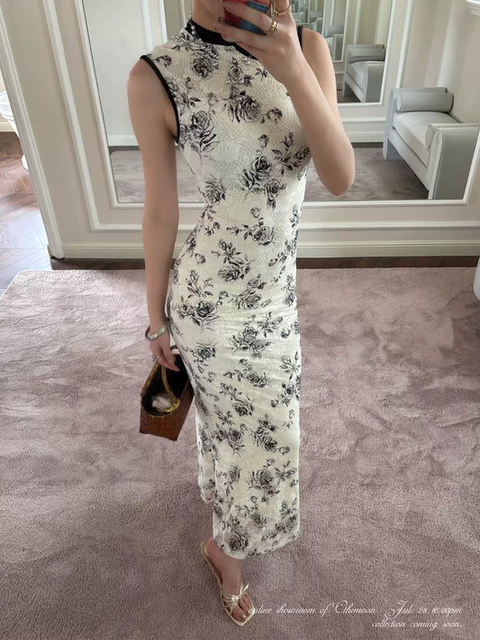 White Rose Cheongsam Dress