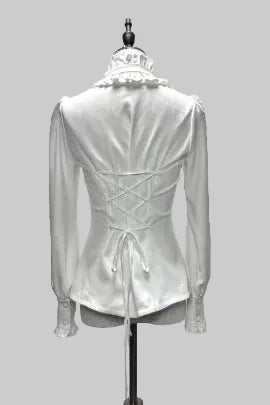 [Pre-order] Dark Gothic Black Short Jacket + White Shirt + Rose Ribbon