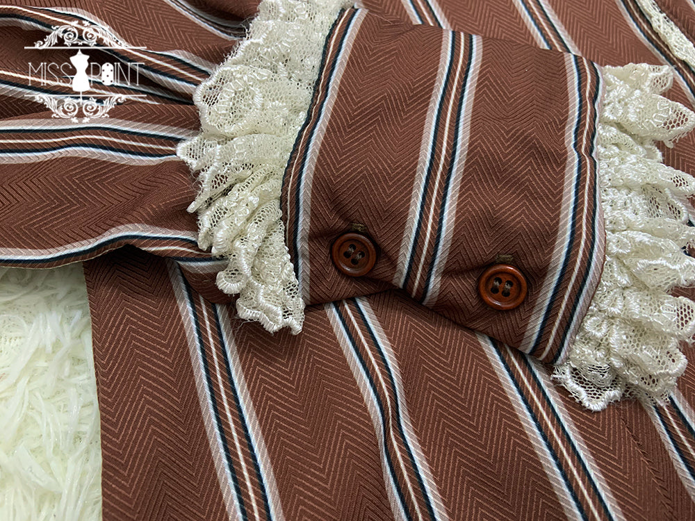 Chocolate Daily Light Sweet Stripe Lolita Blouse
