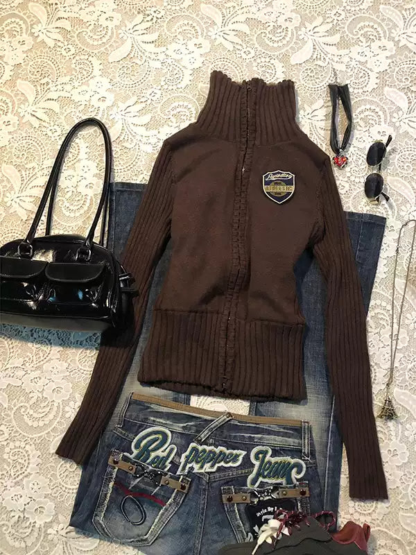 Brown Slim Thick Sweater Coat