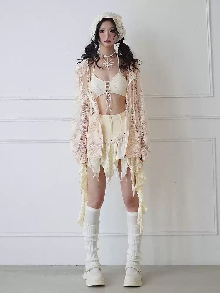 Star Fragments mesh hollow cardigan