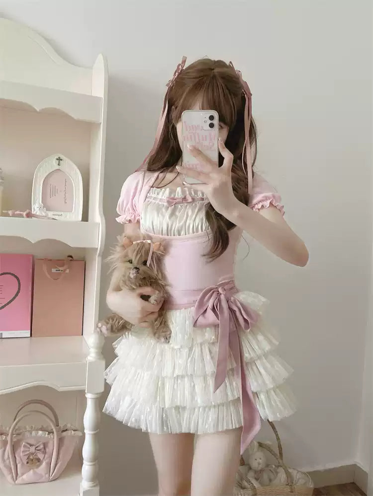Ballet Straps T-shirt + Layered Cake Skirt