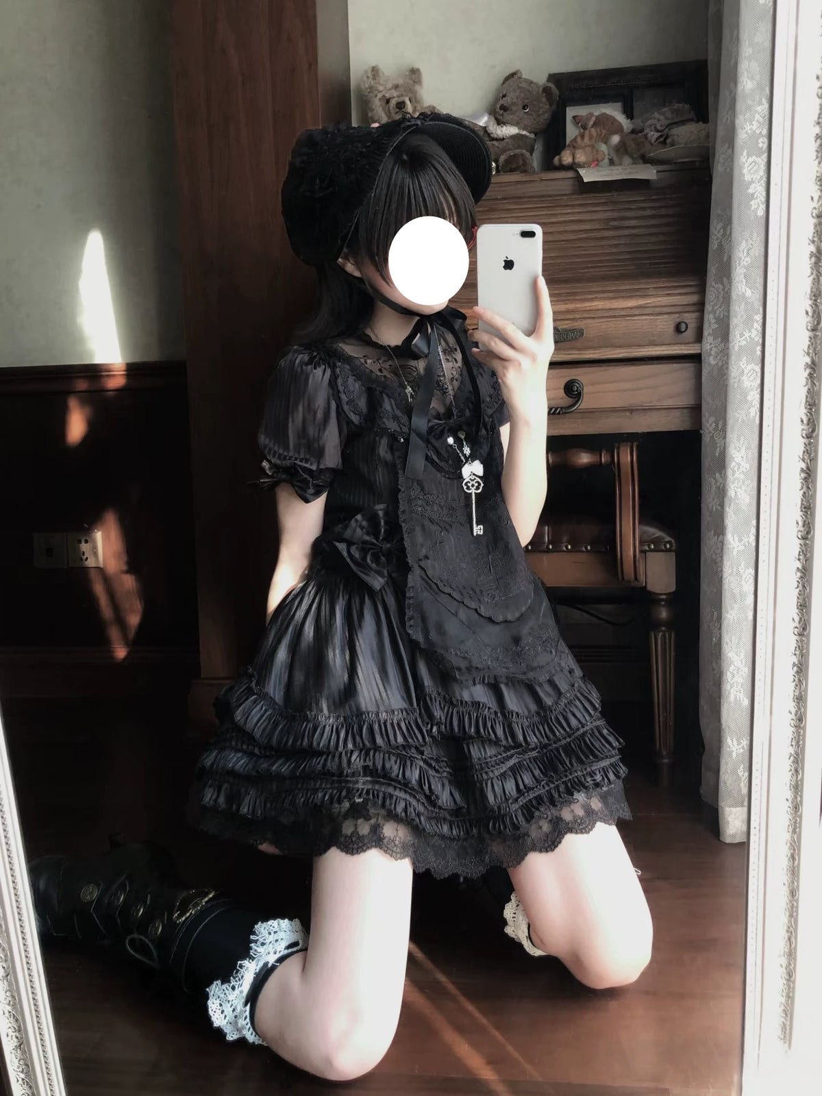 Halloween Night Butterfly Lolita Short-Sleeve Dress, Gothic Dark Style, Yami Kawaii Subculture, Summer Plus-Size Mini Dress