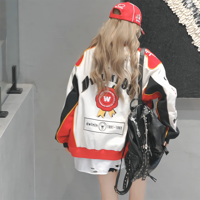 Retro Street Embroidery Racing Jacket