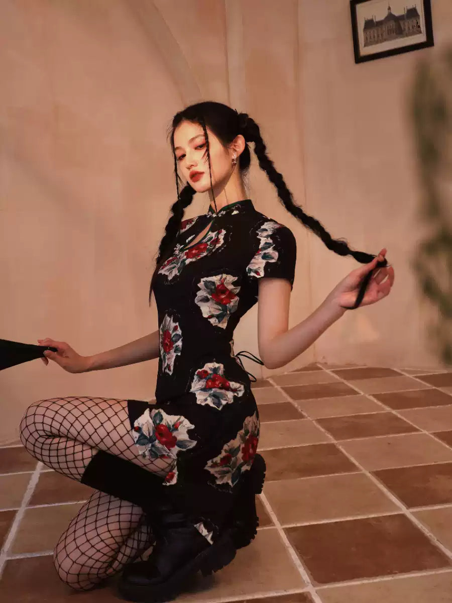Torn Rose Cheongsam Dress