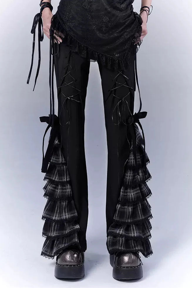 Check Lace Slimming Pants