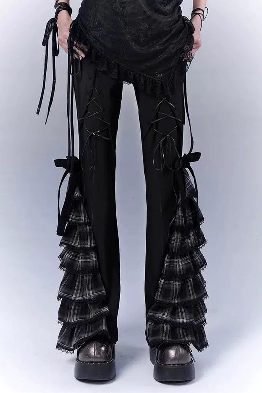 Check Lace Slimming Pants