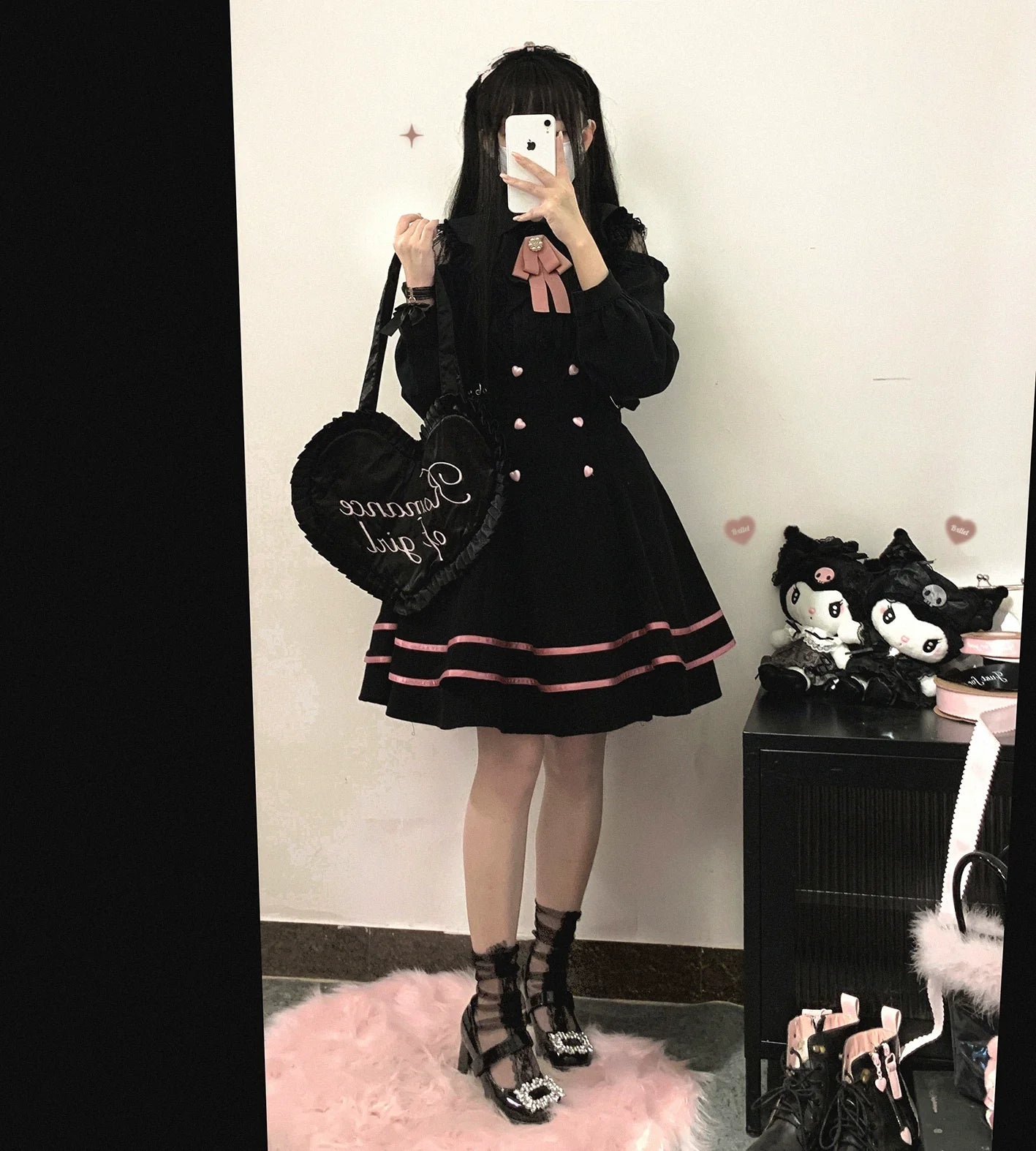 Jirai Kei Shoulder Open Ruffle Lace Long Sleeve Blouse
