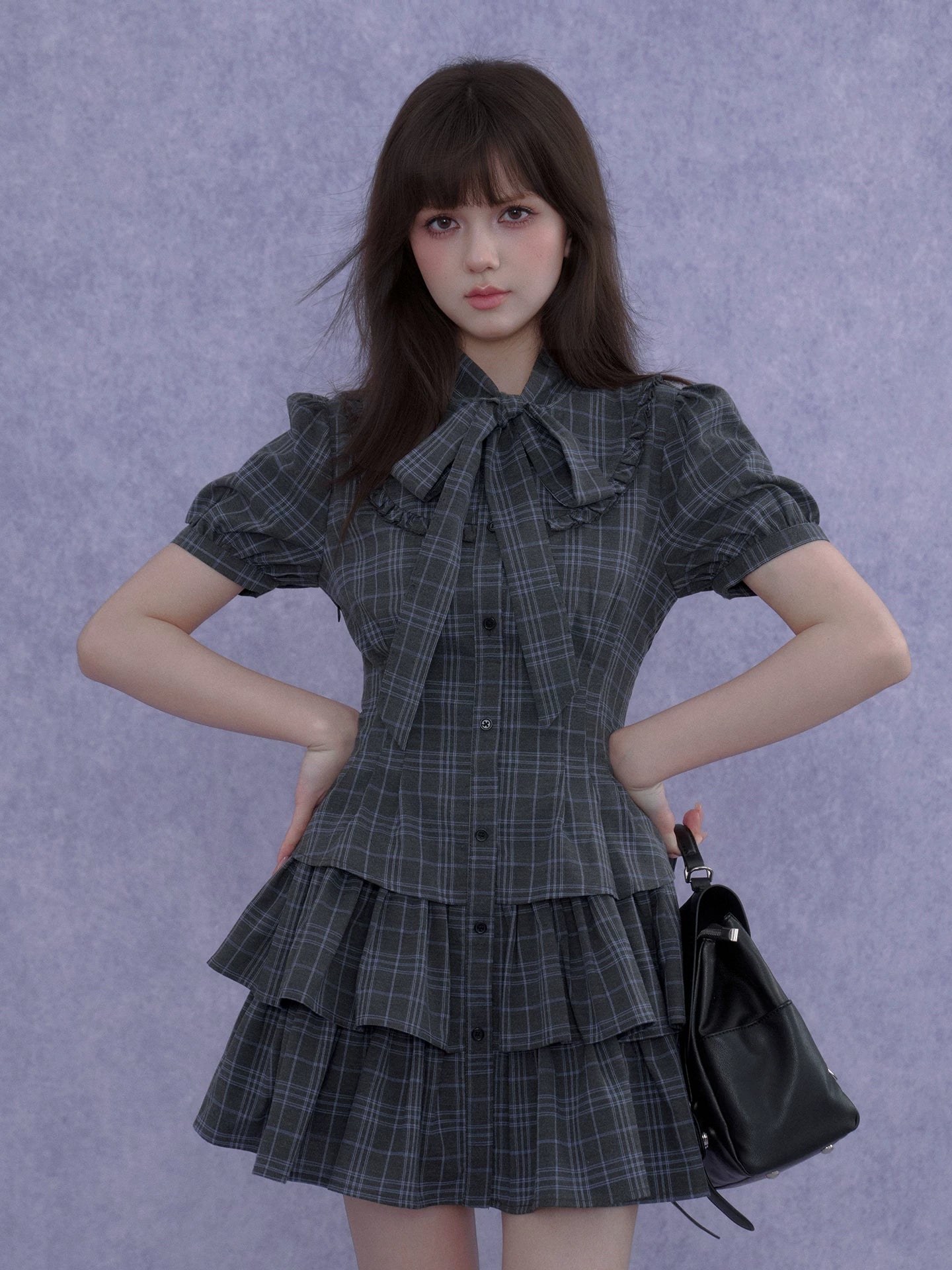 SagiDolls Girls “Fighting Spirit” #Twilight Doll #Grey-Blue Check Bow Cake Dress Lolita Summer