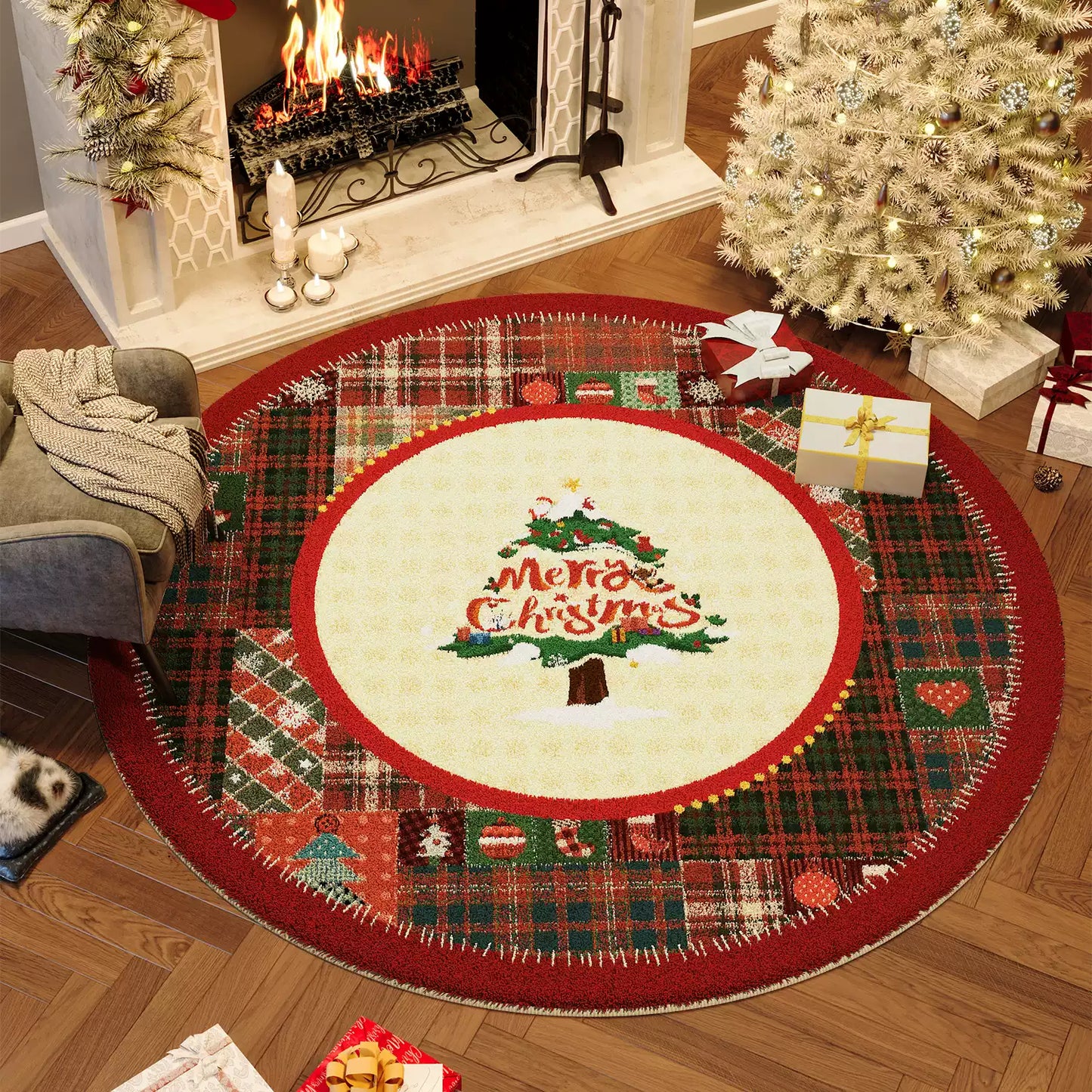 Christmas style round carpet