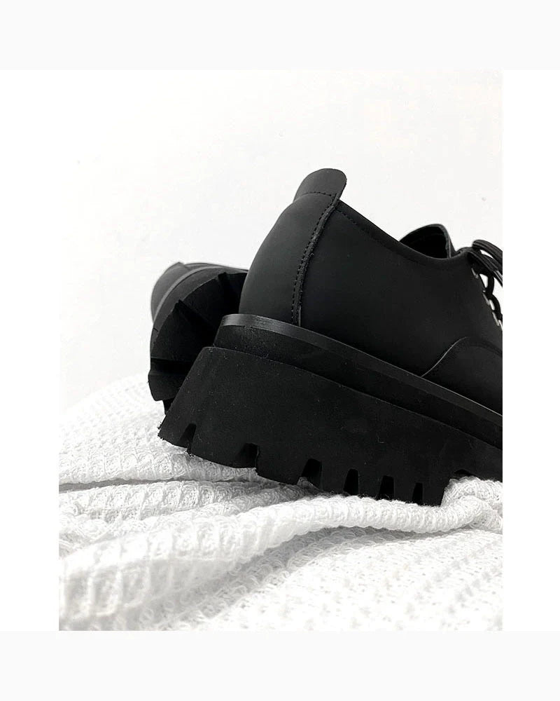 Thick-Soled Chunky Black Platform Derby Shoes