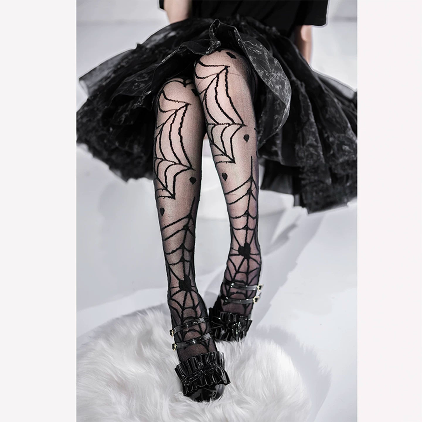 Heart of Crotot Lolita Socks for Women, Summer Mid-Calf, Glass-Silk Ultra-Thin Over-Knee Socks, Japanese Lolita Lace
