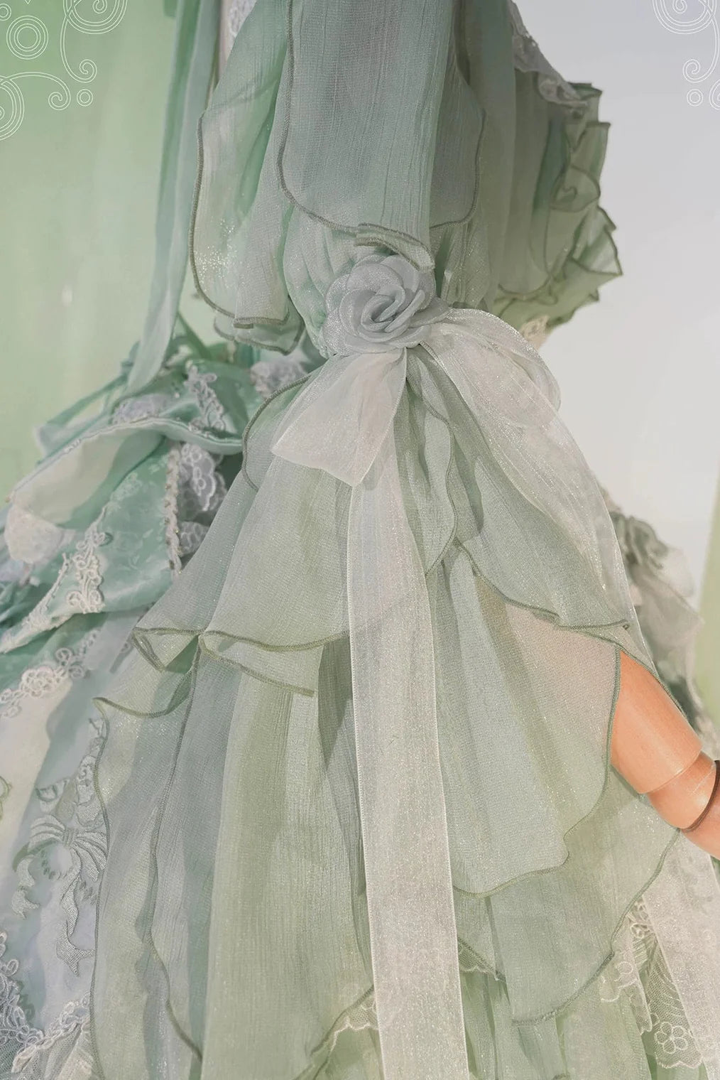 Fairy Princess Lolita Jumper Skirt + Hair Accessories + Sleeves Green ［Sleeves ］